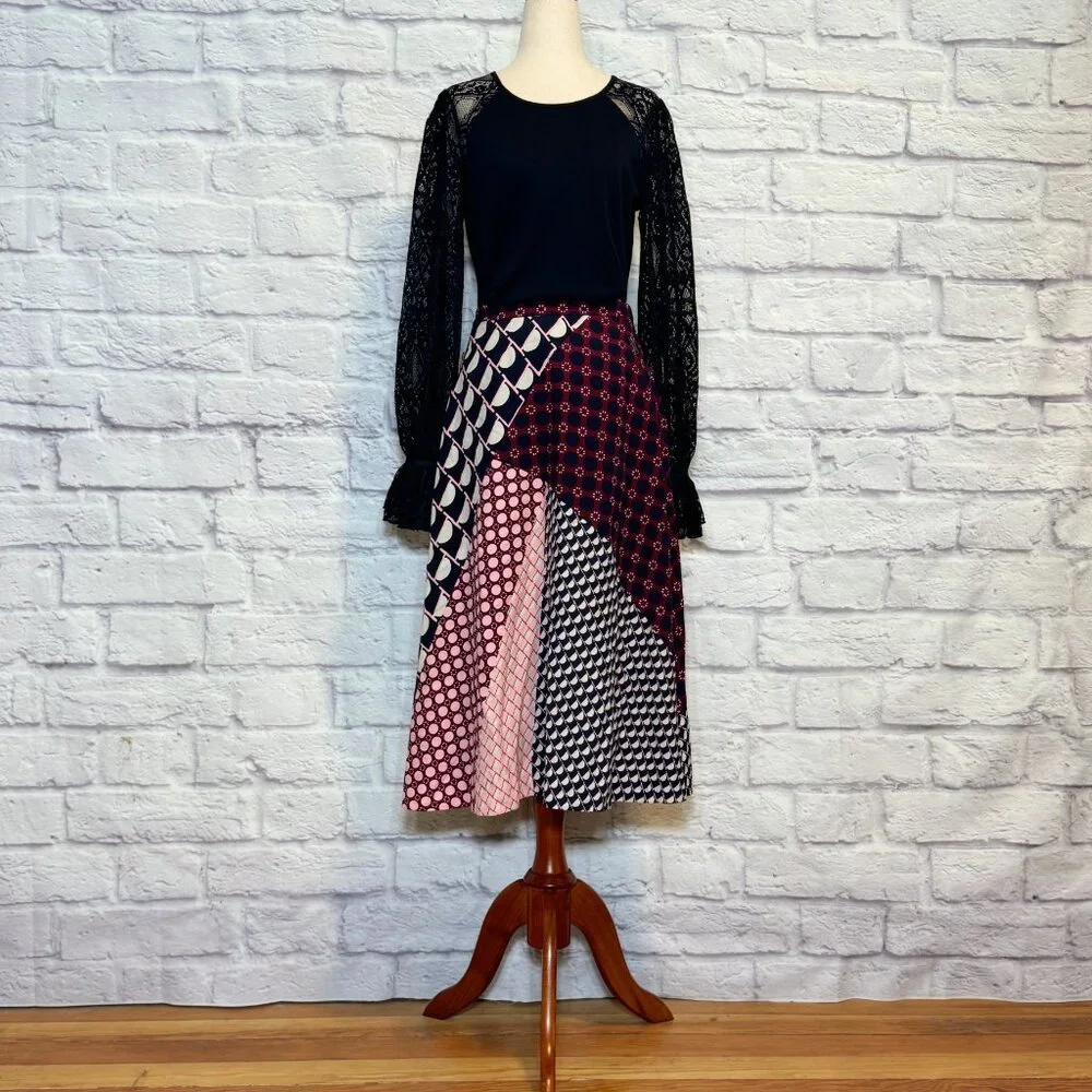 HD in Paris Marilyn Polka Dot Patchwork Print Midi Skirt - Picture 5 of 9